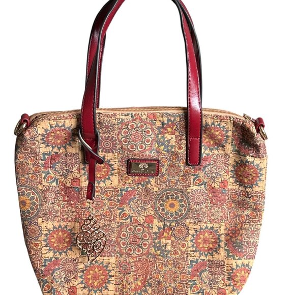 Portuguese Cork Bag Crossbody Red 2 Way Leather Straps Heart of Viana do Castelo - Picture 1 of 6